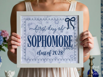 First Day Of Sophomore Year Sign, Toile, PRINTABLE Back To School Sign, Photo Prop, Instant Download, Whimsical Class Of 2028 10th Grade