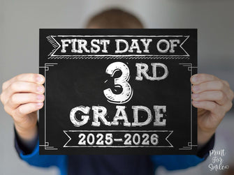 First Day Of Third Grade Sign PRINTABLE, 3rd Grade Sign, School Sign, 1st Day Chalkboard 2025