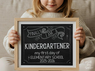 First Day Of Kindergarten Sign, Elementary School Sign Chalkboard PRINTABLE Photo Prop