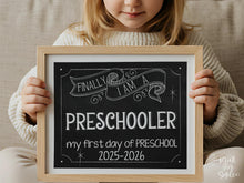 First Day Of Preschool Sign Chalkboard PRINTABLE School Sign Photo Prop, Instant Download