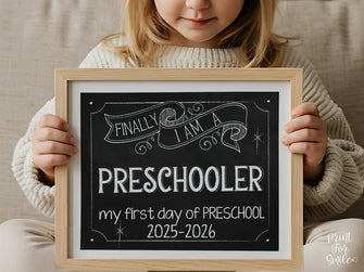 First Day Of Preschool Sign Chalkboard PRINTABLE School Sign Photo Prop, Instant Download
