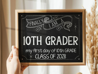 First Day Of 10th Grade Sign, Chalkboard PRINTABLE Tenth Grade Sign, Class Of 2028, Instant Download