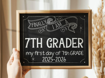 First Day Of 7th Grade Sign, Seventh Grade Sign PRINTABLE Back To School Chalkboard, Instant Download