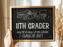 First Day Of 11th Grade Sign, Chalkboard PRINTABLE School Sign, Class Of 2027, Instant Download