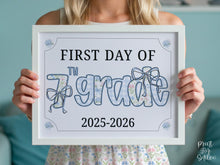 First Day Of Seventh Grade Sign 7th Modern Grandmillennial Whimsical Elegant School Sign Photo Prop Coquette Floral Watercolor PRINTABLE