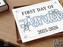 First Day Of Seventh Grade Sign 7th Modern Grandmillennial Whimsical Elegant School Sign Photo Prop Coquette Floral Watercolor PRINTABLE