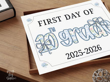 First Day Of Tenth Grade Sign 10th Modern Grandmillennial Whimsical Elegant School Sign Photo Prop Cute Coquette Floral Watercolor PRINTABLE