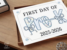 First Day Of Pre-K Sign Modern Grandmillennial Cute Whimsical Elegant School Sign Photo Prop Coquette Floral Watercolor PRINTABLE