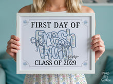 First Day Of Freshman Year Sign Modern Grandmillennial 9th Grade Whimsical School Sign Photo Prop Cute Coquette Floral Watercolor PRINTABLE