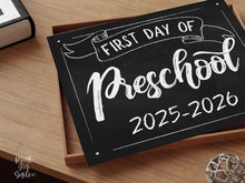 First Day Of Preschool Sign PRINTABLE Chalkboard School Sign, Photo Prop, Instant Download