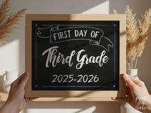 First Day Of Third Grade Sign PRINTABLE 3rd Grade Sign, Chalkboard School Sign, Photo Prop, Instant Download