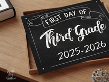 First Day Of Third Grade Sign PRINTABLE 3rd Grade Sign, Chalkboard School Sign, Photo Prop, Instant Download