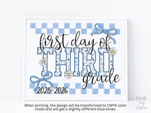 First Day Of 3rd Grade Sign Toile PRINTABLE, Third Grade Sign, Gingham School Sign, Photo Prop, Daisy Cute Elegant Coquette Whimsical