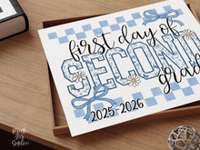 First Day Of 2nd Grade Sign Toile PRINTABLE, Second Grade Sign, Gingham School Sign, Photo Prop, Daisy Cute Elegant Coquette Whimsical
