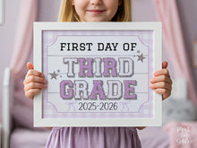 Glitter First Day Of Third Grade Sign PRINTABLE, 3rd Grade Back To School Sign, Whimsical Bold Modern Elegant Girl Photo Prop