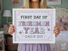 Glitter First Day Of Freshman Year Sign, PRINTABLE Back To School Sign Whimsical Bold Modern Elegant Girl Photo Prop Class Of 2029