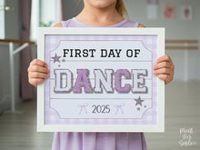 Glitter First Day Of Dance Sign, PRINTABLE Back To School Sign, Whimsical Bold Modern Elegant Girl Photo Prop