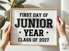 First Day Of Junior Year Sign Boy PRINTABLE Sports Style, High School Sign, Bold Simple Minimalist Modern