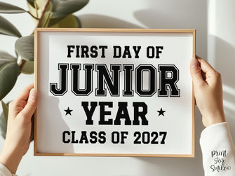 First Day Of Junior Year Sign Boy PRINTABLE Sports Style, High School Sign, Bold Simple Minimalist Modern