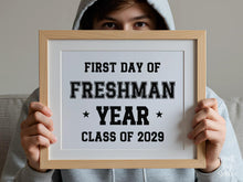 First Day Of Freshman Year Sign Boy PRINTABLE Sports Style, High School Sign, Bold Simple Minimalist Modern