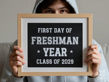 First Day Of Freshman Year Sign Boy PRINTABLE Chalkboard Sports Style, High School Sign, Bold Simple Minimalist Modern