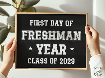 First Day Of Freshman Year Sign Boy PRINTABLE Chalkboard Sports Style, High School Sign, Bold Simple Minimalist Modern