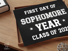 First Day Of Sophomore Year Sign Boy Printable Chalkboard Sports Style, High School Sign, Bold Simple Minimalist Modern