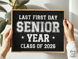 First Day Of Senior Year Sign Sports PRINTABLE Chalkboard Boy Last First Day School Style, High School Sign, Bold Simple Minimalist Modern