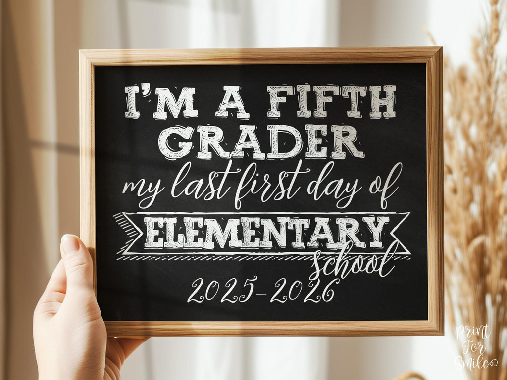 First Day Of 5th Grade Sign Fifth Grade Sign PRINTABLE School 1st Chal