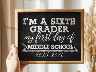 First Day Of Middle School Sign 6th Grade PRINTABLE Sixth Grade Sign 1st Chalkboard 2025