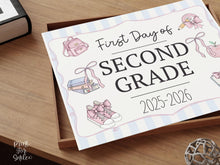Pastel First Day Of 2nd Grade Sign PRINTABLE Second Grade School Sign Cute Photo Prop Instant Download  Coquette Bow Girly Whimsical Modern