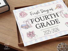 Pastel First Day Of 4th Grade Sign PRINTABLE Fourth Grade School Sign Photo Prop Cute Instant Download Coquette Bow Girly Whimsical Modern