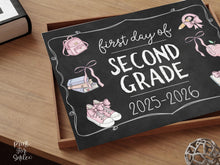 Pastel First Day Of 2nd Grade Sign PRINTABLE Second Grade School Sign Cute Photo Prop Chalkboard  Coquette Bow Girly Whimsical Modern
