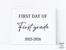 Modern First Day Of First Grade Sign PRINTABLE 1st Grade Minimalist Back To School Sign, Photo Prop Simple Script, Bold Clean Classic