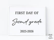 Modern First Day Of Second Grade Sign PRINTABLE 2nd Grade Minimalist Back To School Sign, Photo Prop Simple Script, Bold Clean Classic