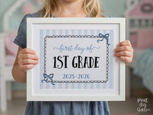 Coquette First Day Of First Grade Sign PRINTABLE, 1st Grade Back To School Sign, Photo Prop, Instant Download, Elegant Whimsical Lace