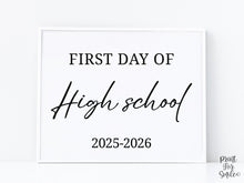 Modern First Day Of High School Sign PRINTABLE 9th Grade Minimalist Back To School Sign, Photo Prop Simple Script, Bold Clean Classic