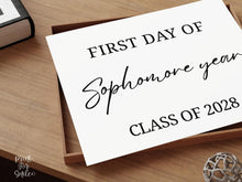 Modern First Day Of Sophomore Year Sign PRINTABLE 10th Grade Minimalist Back To School Sign, Photo Prop Simple Script, Class Of 2028