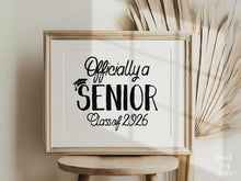 First Day Of Senior Year Sign PRINTABLE Class Of 2026, 12th Grade Sign, Officially A Senior, High School Sign, Modern