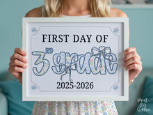 First Day Of Third Grade Sign 3rd Modern Grandmillennial Cute Whimsical Elegant School Sign Photo Prop Coquette Floral Watercolor PRINTABLE
