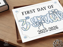 First Day Of Third Grade Sign 3rd Modern Grandmillennial Cute Whimsical Elegant School Sign Photo Prop Coquette Floral Watercolor PRINTABLE