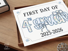 First Day Of Fourth Grade Sign 4th Modern Grandmillennial Cute Whimsical Elegant School Sign Photo Prop Coquette Floral Watercolor PRINTABLE