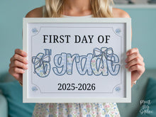 First Day Of Sixth Grade Sign 6th Modern Grandmillennial Cute Whimsical Elegant School Sign Photo Prop Coquette Floral Watercolor PRINTABLE