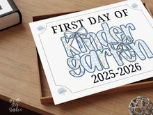 First Day Of Kindergarten Sign Modern Grandmillennial Cute Whimsical Elegant School Sign Photo Prop Coquette Floral Watercolor PRINTABLE