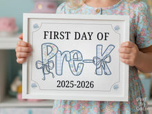 First Day Of Pre-K Sign Modern Grandmillennial Cute Whimsical Elegant School Sign Photo Prop Coquette Floral Watercolor PRINTABLE