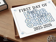 First Day Of Homeschool Sign Modern Grandmillennial Cute Whimsical Elegant School Sign Photo Prop Coquette Floral Watercolor PRINTABLE