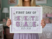 Glitter First Day Of 7th Grade Sign PRINTABLE, Seventh Grade Back To School Sign, Whimsical Bold Modern Elegant Girl Photo Prop