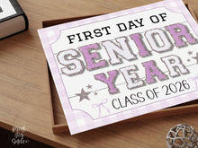 Glitter First Day Of Senior Year Sign PRINTABLE Back To School Sign Whimsical Bold Modern Elegant Girl Photo Prop Class Of 2026
