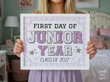Glitter First Day Of Junior Year Sign PRINTABLE Back To School Sign Whimsical Bold Modern Elegant Girl Photo Prop Class Of 2027