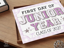 Glitter First Day Of Junior Year Sign PRINTABLE Back To School Sign Whimsical Bold Modern Elegant Girl Photo Prop Class Of 2027